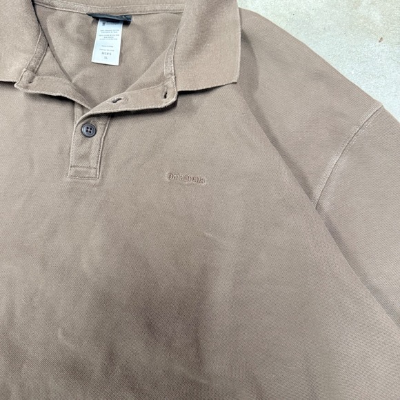 Patagonia Mens XL Brown Organic Cotton Pique Short Sleeve Polo Shirt Logo - Picture 5 of 5